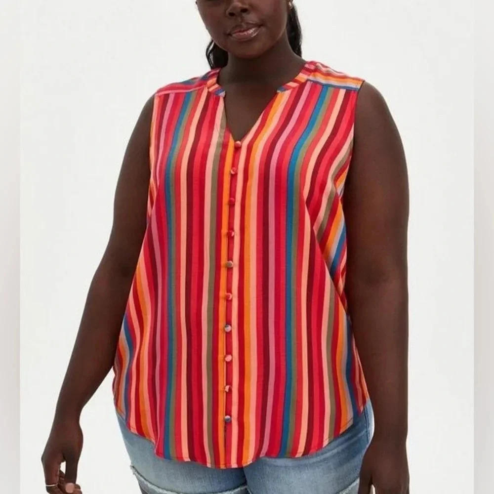 Torrid Rainbow Stripped Sleeveless Blouse